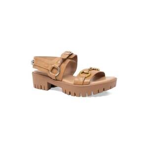 NEW DJANGO & JULIETTE women's briming sandals in dark tan/toffee